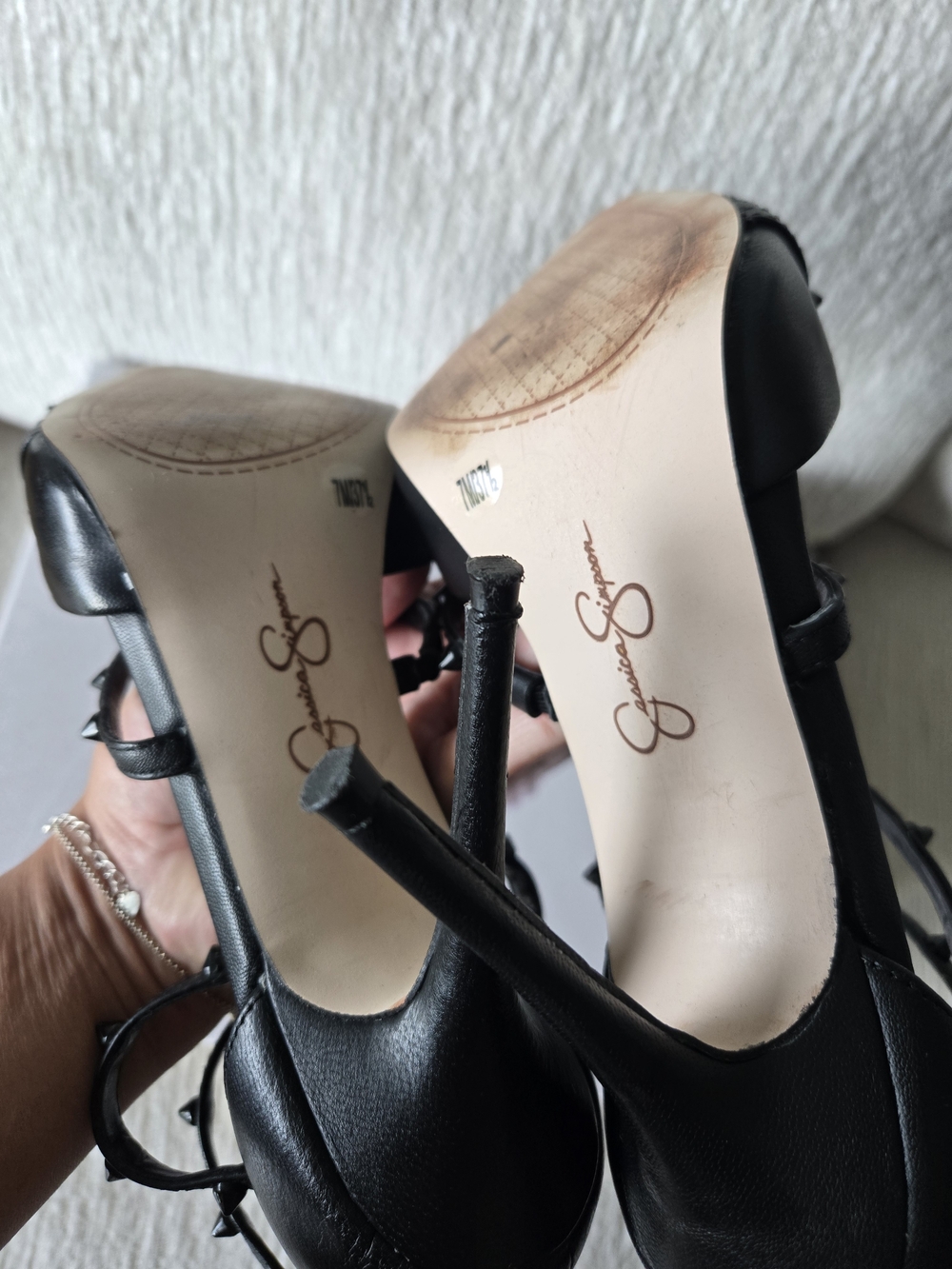 Jessica Simpson Black Strappy Pointed Stiletto Heels - Picture 9 of 11